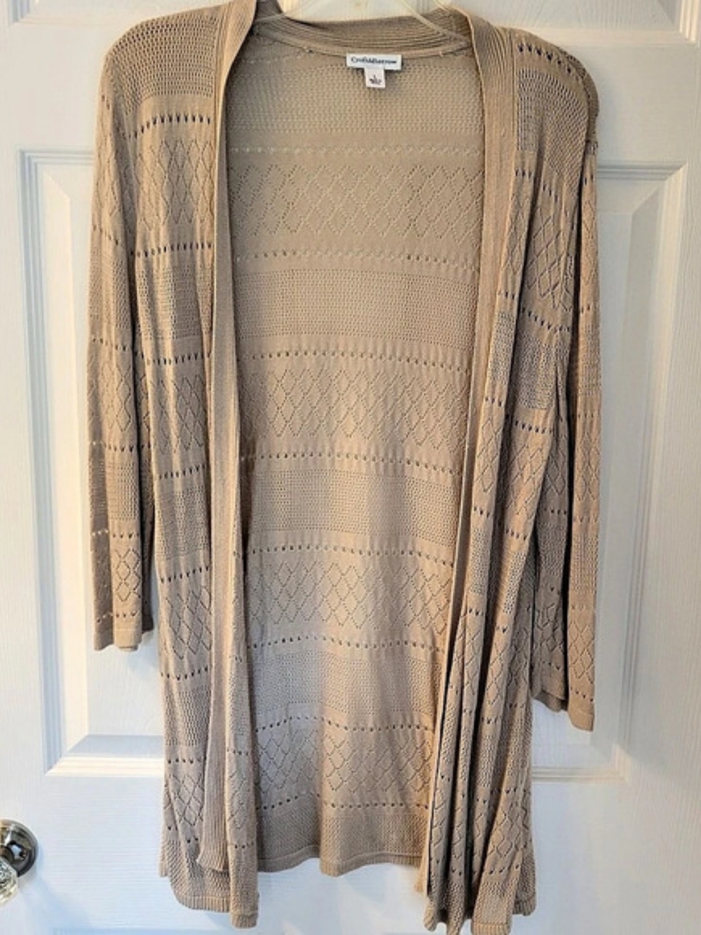 Croft & Barrow Open Front Knit Cardigan in Beige - Large